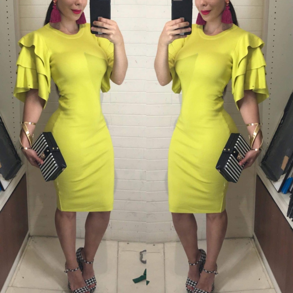 San Joy Ruffled Sleeve Sweater Dress